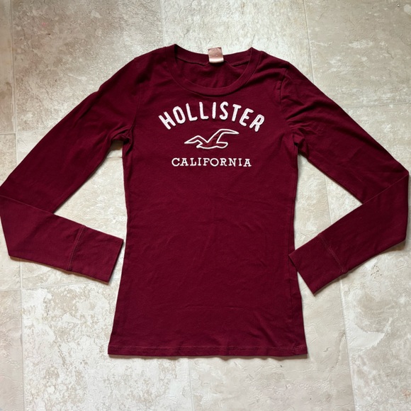 Hollister Maroon Long Sleeve Shirt Embroidered
Seagull Women's Size Small Y2K - Picture 9 of 9